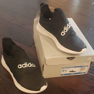 Adidas Black and White Slip-On Shoes Size Y5.5